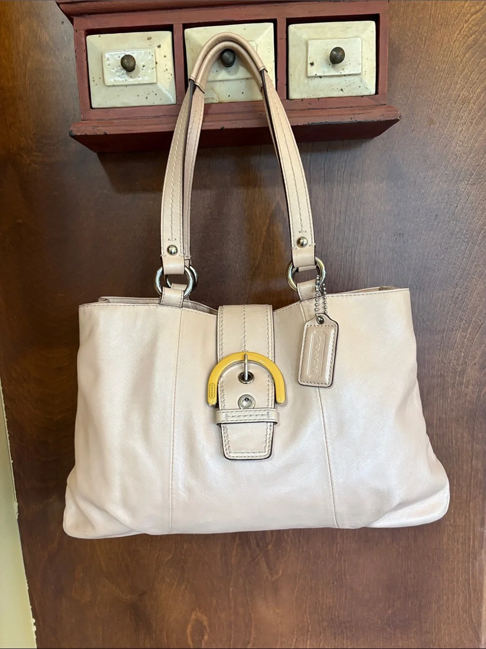COACH Soho Leather Tote SHELL PINK/PEACH Bag Purse